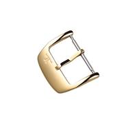 ROUHO Leather Watch Strap Pin Buckle Stainless Steel Replacement Watch Clasp for Rendez-Vous de Jaeger-LeCoultre Master Geographic Reverso-Gold 16mm