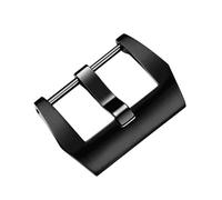 ROUHO Leather Watch Strap Replacement Buckle Stainless Steel pin Buckle Watch Repairment Accessories for PANERAI - Frosted Black 20mm