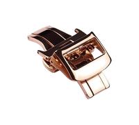 ROUHO Leather Watchband Buckle Stainless Steel Deployment Watch Buckle Folding Clasp for Jaeger-LeCoultre-Rose Gold 18mm