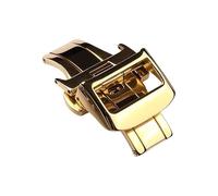 ROUHO Leather Watchband Buckle Stainless Steel Deployment Watch Buckle Folding Clasp for Jaeger-LeCoultre-Gold 12mm