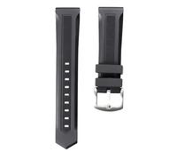 ROUHO Letter Pattern Silicone Watch Strap Pin Buckle Adjustable Watch Band for Tag Heuer Aquaracer-Silver 22mm