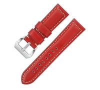 ROUHO Men's Genuine Leather Watch Strap Water-Resistant Sweat-Resistant Watchband for Panerai-Red 20mm