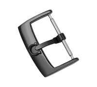 ROUHO Men's Stainless Steel Watch Buckle - Leather Strap Replacement Pin Buckle for Omega Seamaster Speedmaster De Ville-Black 20mm