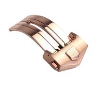 ROUHO Metal Replacement Watch Band Deployment Buckle - Solid Stainless Steel Double Locking Watch Clasp for TAG Heuer-Rose Gold 18mm