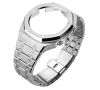 ROUHO Metal Watch Band Case Replacement Kit, Stainless Steel Strap Bezel Watch Accessories for Casio Mens G-Shock GA2100/GA-2110-Silver 1