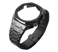 ROUHO Metal Watch Band Case Replacement Kit, Stainless Steel Strap Bezel Watch Accessories for Casio Mens G-Shock GA2100/GA-2110-Black