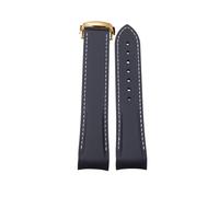ROUHO Modified Silicone Men's Watch Strap Gold Fold-Over Clasp Watchband for Seamaster 300 Planet Ocean 600m-Black + White 21mm