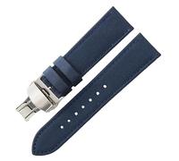 ROUHO Nylon & Leather Watch Band Hybrid Canvas Replacement Men's Watch Strap for Seiko NATO-Blue with Silver Deployment Buckle 20mm