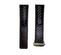 ROUHO Nylon Woven Watch Strap Replacement Watch Band Deployment Clasp Bracelet for T-A-G HE-UE-R AQUARACER CAR-RE-RA-Black Red + Silver Buckle 22mm