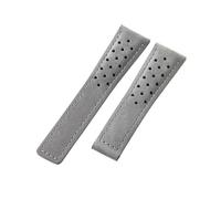 ROUHO Perforated Suede Leather Watch Strap Frosted Soft Replacement Watch Band for TAG Heuer Carrera Monaco-Grey Without Buckle 22mm
