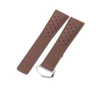 ROUHO Perforated Suede Leather Watch Strap Frosted Soft Replacement Watch Band for TAG Heuer Carrera Monaco-Coffee with Silver Deployment Buckle 20mm