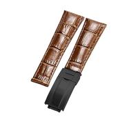 ROUHO Premium 20mm Genuine Leather Watch Strap Durable & Classic Replacement Watchband for Rolex Daytona Yacht-Master Submariner-Brown + Black Buckle