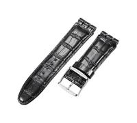 ROUHO Premium 23mm Genuine Leather Watch Strap Durable & Comfortable Replacement Watchband for Swatch YOS440 449 401G 447 448-Black