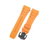 ROUHO Premium 25mm Rubber Replacement Watch Band Adjustable Silicone Watch Strap for Richard Mille RM-11-Orange + Black Buckle