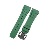 ROUHO Premium 25mm Rubber Replacement Watch Band Adjustable Silicone Watch Strap for Richard Mille RM-11-Green + Black Buckle