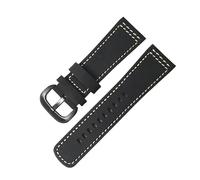 ROUHO Premium 28mm Genuine Leather Watch Band Flexible Breathable Replacement Watch Strap for Sevenfriday Q2 P1-Black 1 + Black Buckle