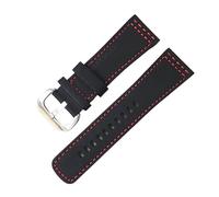 ROUHO Premium 28mm Genuine Leather Watch Band Flexible Breathable Replacement Watch Strap for Sevenfriday Q2 P1-Black 2 + Silver Buckle