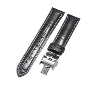 ROUHO Premium Genuine Leather Watch Strap Replacement Watch Band with Quick Release Deployment Clasp for Longines La Grande Classique Master Elegant Heritage-Black + Silver Buckle 19mm