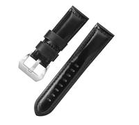 ROUHO Premium Leather Watch Strap for Men Metal Watch Buckle Ultimate Soft Wristband for Panerai-Black 22mm