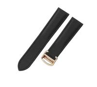 ROUHO Premium Nylon & Genuine Leather Hybrid Watch Band Breathable & Comfortable Replacement Watch Strap for Cartier Tank Must London-Black + Rose Gold Buckle 20mm