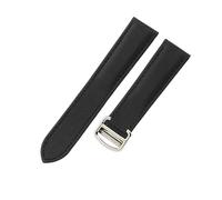 ROUHO Premium Nylon & Genuine Leather Hybrid Watch Band Breathable & Comfortable Replacement Watch Strap for Cartier Tank Must London-Black + Silver Buckle 18mm