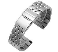 ROUHO Premium Solid Stainless Steel Watch Band Butterfly Clasp Metal Watch Bracelet for Breitling Avenger Superocean Chronomat-Silver 18mm