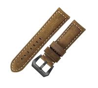 ROUHO Premium Vintage Leather Watch Band Replacement Men's & Women's Watches Strap for Panerai PAM111 441-Deep Brown + Black Buckle 20mm