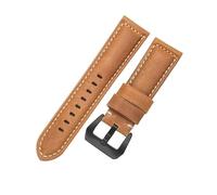 ROUHO Premium Vintage Leather Watch Band Replacement Men's & Women's Watches Strap for Panerai PAM111 441-Light Brown + Black Buckle 24mm