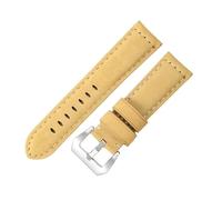 ROUHO Premium Vintage Leather Watch Band Replacement Men's & Women's Watches Strap for Panerai PAM111 441-Yellow + Silver Buckle 24mm