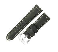 ROUHO Premium Vintage Leather Watch Band Replacement Men's & Women's Watches Strap for Panerai PAM111 441-Deep Green + Silver Buckle 24mm