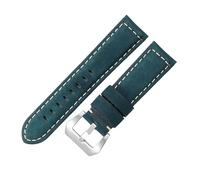 ROUHO Premium Vintage Leather Watch Band Replacement Men's & Women's Watches Strap for Panerai PAM111 441-Deep Blue + Silver Buckle 22mm