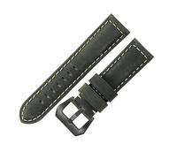 ROUHO Premium Vintage Leather Watch Band Replacement Men's & Women's Watches Strap for Panerai PAM111 441-Deep Green + Black Buckle 24mm