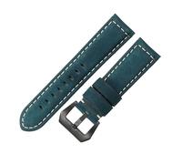 ROUHO Premium Vintage Leather Watch Band Replacement Men's & Women's Watches Strap for Panerai PAM111 441-Deep Blue + Black Buckle 24mm