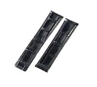 ROUHO Quick Release Genuine Leather Watch Band Replacemenet Stainless Steel Double Press Folding Buckle Watch Strap for TAG Heuer Carrera Monaco-Black Without Buckle 24mm