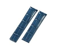 ROUHO Quick Release Genuine Leather Watch Band Replacemenet Stainless Steel Double Press Folding Buckle Watch Strap for TAG Heuer Carrera Monaco-Blue Without Buckle 24mm