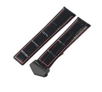 ROUHO Quick Release Genuine Leather Watch Band Replacemenet Stainless Steel Double Press Folding Buckle Watch Strap for TAG Heuer Carrera Monaco-Black 1 + Black Buckle 24mm