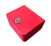 ROUHO Red Single Watch Box Faux Leather Outer Velvet Inner Wooden Frame Display Holder Storage Unit for Omega Seamaster