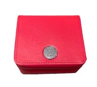 ROUHO Red Watch Display Vault PU Leather Wrapped Wood Core Beige Velvet Interior Single Slot Organiser Stand for Omega