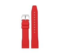 ROUHO Replacement Flexible Rubber Watch Band with Silver Pin Buckle, Sweat-Proof Silicone Sport Watch Strap for IWC Pilot's Portugieser-Red 22mm