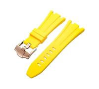 ROUHO Replacement Silicone Watch Band 28x20mm - Comfortable Rubber Strap Reliable Buckle for AP Royal Oak 15710 15703 26470 15707 26703-Yellow