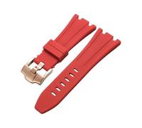 ROUHO Replacement Silicone Watch Band 28x20mm - Comfortable Rubber Strap Reliable Buckle for AP Royal Oak 15710 15703 26470 15707 26703-Red