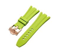 ROUHO Replacement Silicone Watch Band 28x20mm - Comfortable Rubber Strap Reliable Buckle for AP Royal Oak 15710 15703 26470 15707 26703-Green