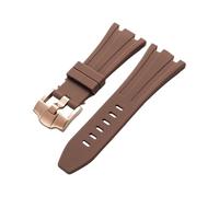 ROUHO Replacement Silicone Watch Band 28x20mm - Comfortable Rubber Strap Reliable Buckle for AP Royal Oak 15710 15703 26470 15707 26703-Brown