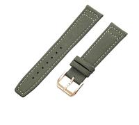 ROUHO Rugged Fabric Watch Strap Replacement Pin Buckle Nylon Watch Band for IWC Portofino Pilot Portuguese-Green + Rose Gold Buckle 22mm