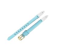 ROUHO Screw-in Replacement Watch Strap Women's Genuine Leather Watch Strap for Fossil Virginia ES3861 ES3269 ES3284 ES3282 ES3405 ES3921-Light Blue + Gold Buckle