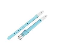 ROUHO Screw-in Replacement Watch Strap Women's Genuine Leather Watch Strap for Fossil Virginia ES3861 ES3269 ES3284 ES3282 ES3405 ES3921-Light Blue + Silver Buckle