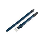 ROUHO Screw-in Replacement Watch Strap Women's Genuine Leather Watch Strap for Fossil Virginia ES3861 ES3269 ES3284 ES3282 ES3405 ES3921-Blue + Silver Buckle