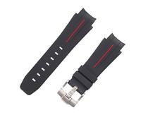 ROUHO Silicone Arc Watch Strap Waterproof Watch Band Replacement Watch Accessories Pin Buckle Strap for Rolex Daytona GMT-Master Submariner-Red 20mm