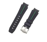 ROUHO Silicone Arc Watch Strap Waterproof Watch Band Replacement Watch Accessories Pin Buckle Strap for Rolex Daytona GMT-Master Submariner-Green 20mm