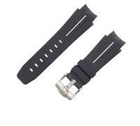 ROUHO Silicone Arc Watch Strap Waterproof Watch Band Replacement Watch Accessories Pin Buckle Strap for Rolex Daytona GMT-Master Submariner-White 21mm